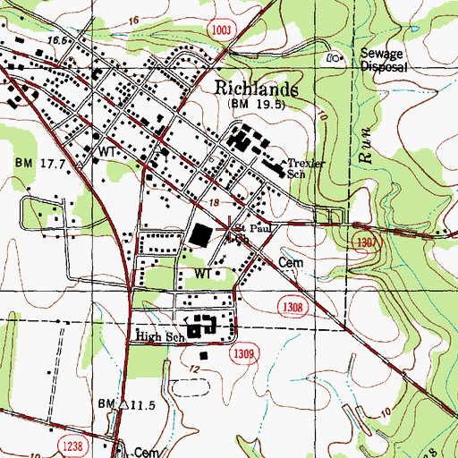 Topographic Map of Saint Paul Church, NC