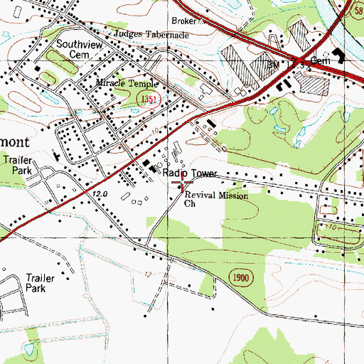 Topographic Map of Revival Mission Church, NC