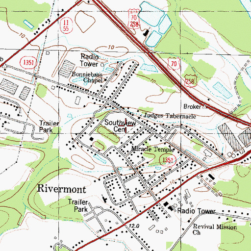 Topographic Map of Southview Cemetery, NC