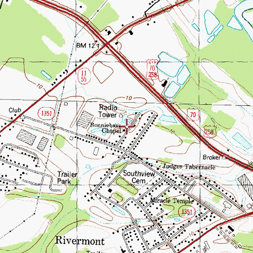 Topographic Map of Bonniebass Chapel, NC