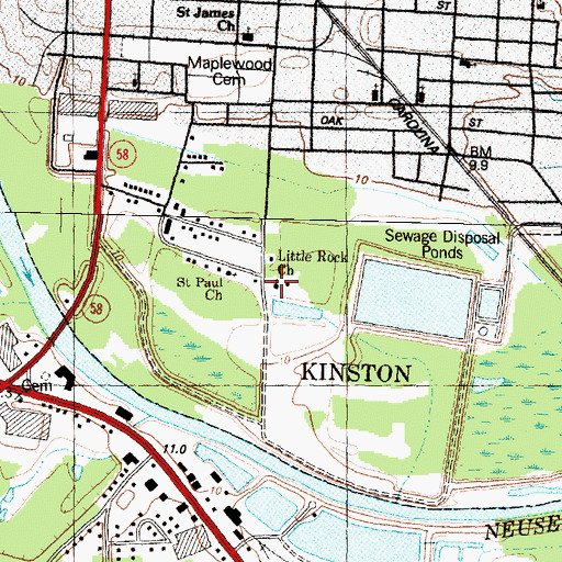 Topographic Map of Little Rock Church, NC