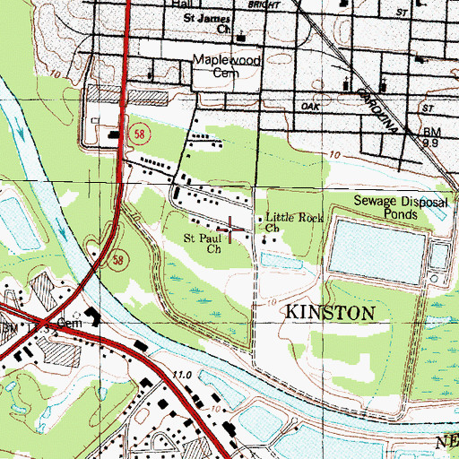Topographic Map of Saint Paul Church, NC