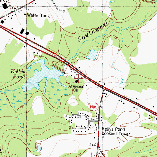 Topographic Map of Armenia Church, NC
