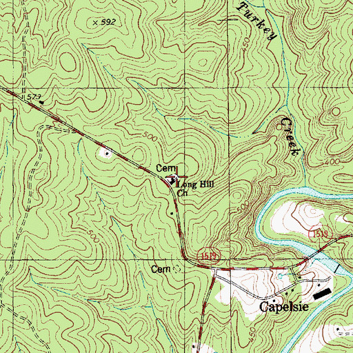 Topographic Map of Long Hill Church, NC
