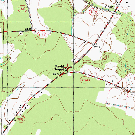 Topographic Map of David Chapel, NC