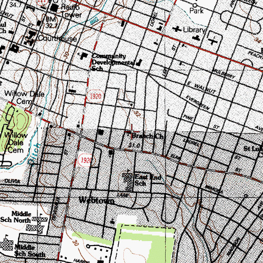 Topographic Map of Branch Church, NC