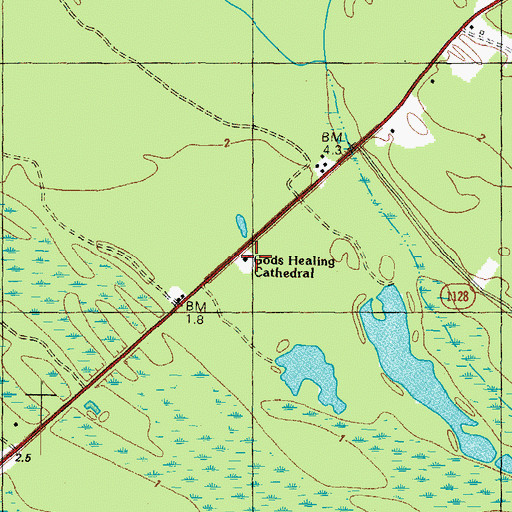 Topographic Map of Gods Healing Cathedral, NC