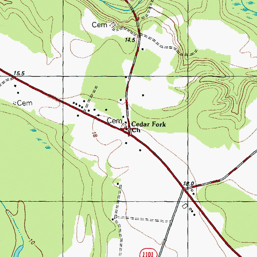 Topographic Map of Cedar Fork Church, NC