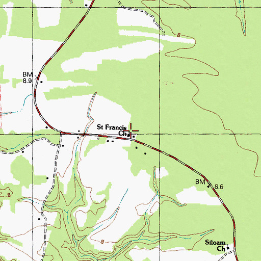 Topographic Map of Saint Francis Church, NC