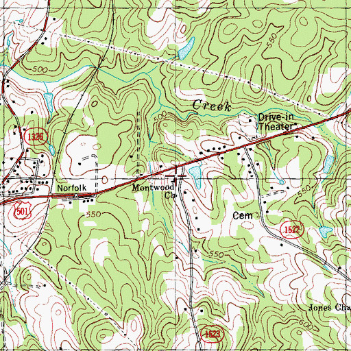 Topographic Map of Montwood Church, NC