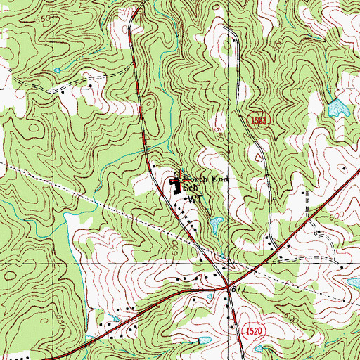 Topographic Map of North End School, NC