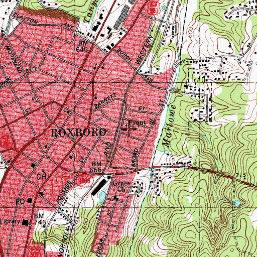 Topographic Map of Front Street Church, NC