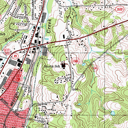 Topographic Map of North Elementary School, NC