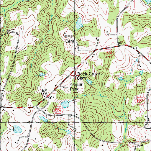 Topographic Map of Rock Grove Cemetery, NC