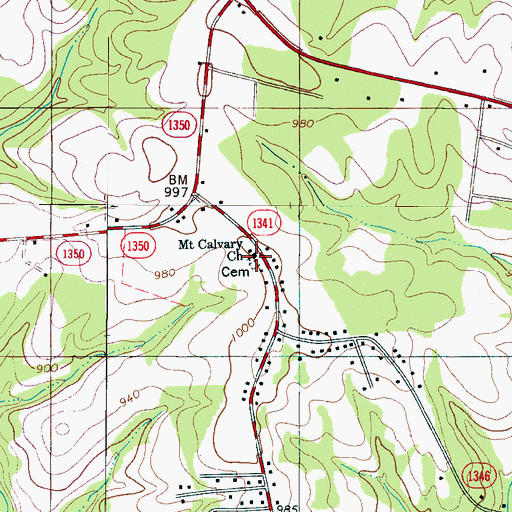 Topographic Map of Mount Calvary Church, NC