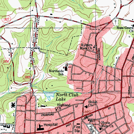 Topographic Map of Northside School, NC