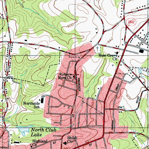 Topographic Map of Ryburn Memorial Presbyterian Church, NC