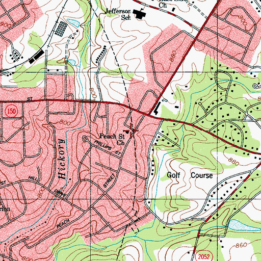 Topographic Map of Peach Street Church, NC