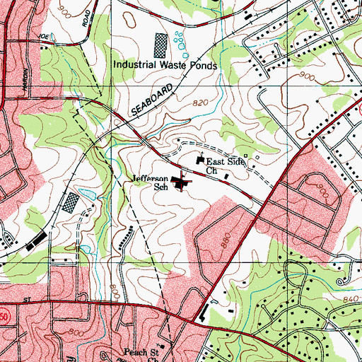 Topographic Map of Jefferson School, NC