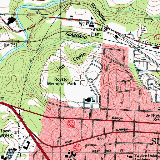 Topographic Map of Royster Memorial Park, NC