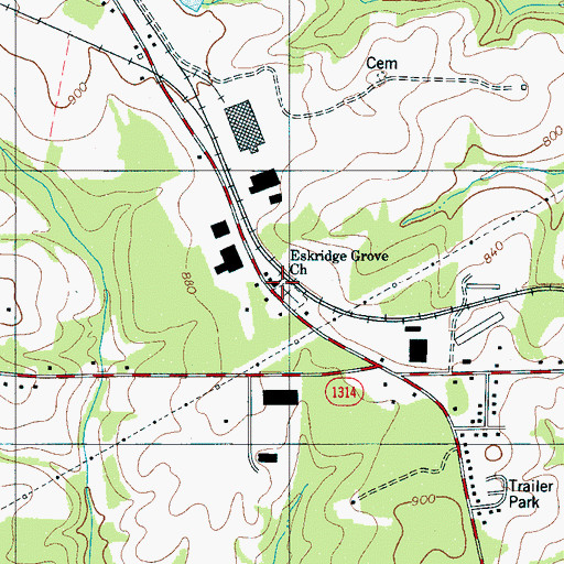 Topographic Map of Eskridge Grove Church, NC