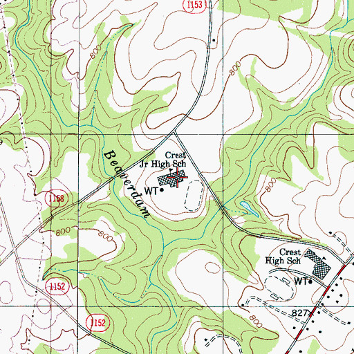 Topographic Map of Crest Junior High School, NC