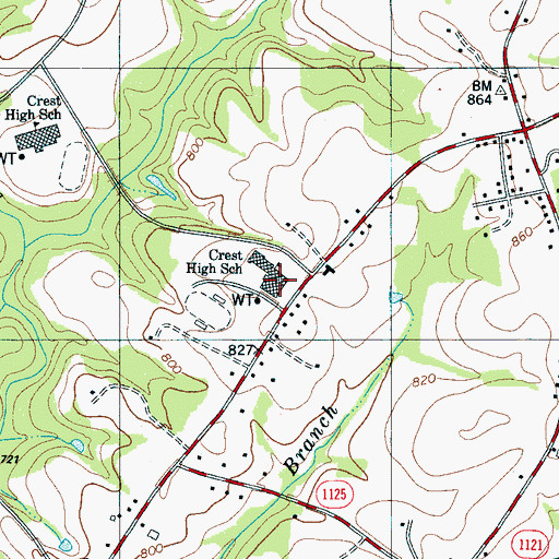 Topographic Map of Crest High School, NC