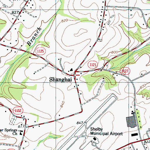 Topographic Map of Shanghai, NC