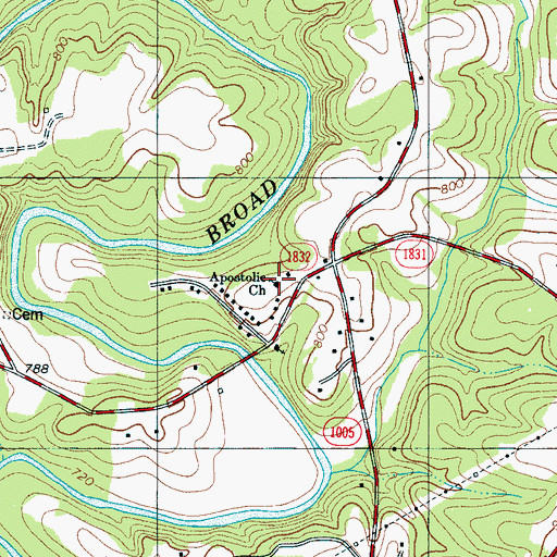 Topographic Map of Apostolic Church, NC