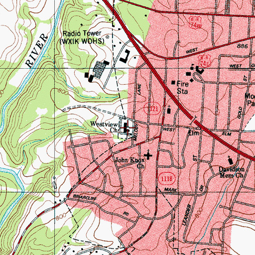 Topographic Map of Westview Church, NC
