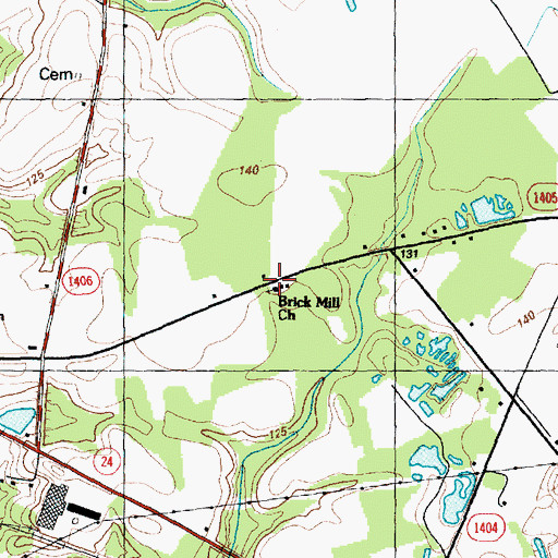 Topographic Map of Brick Mill Church, NC