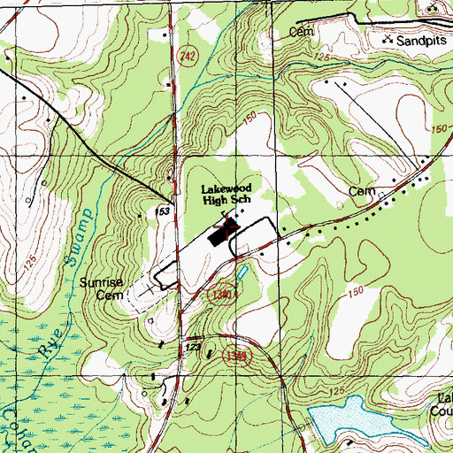 Topographic Map of Lakewood High School, NC