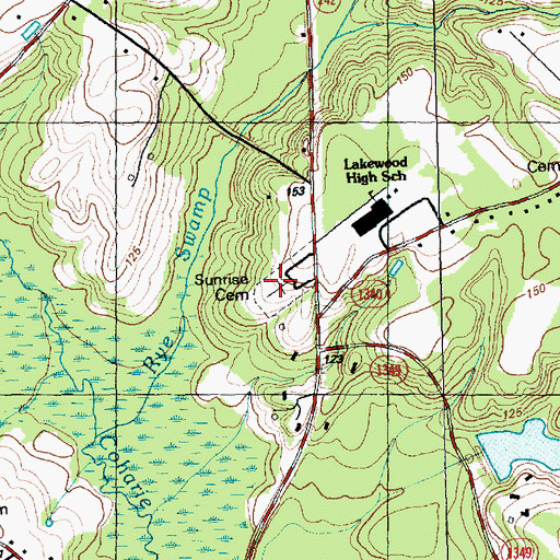 Topographic Map of Sunrise Cemetery, NC