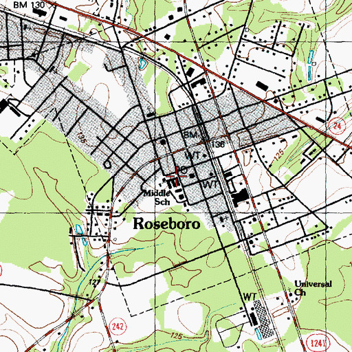 Topographic Map of Roseboro Middle School, NC