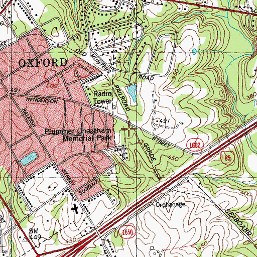 Topographic Map of Plummer Cheatham Memorial Park, NC