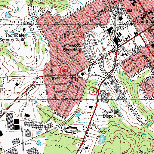 Topographic Map of West Oxford Church, NC