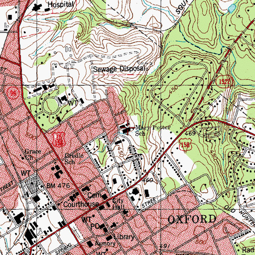 Topographic Map of Mary Potter School, NC