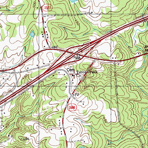Topographic Map of Tabbs Creek Church, NC