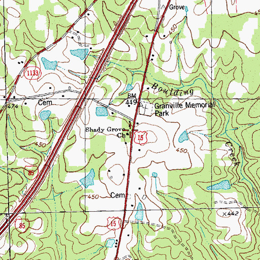 Topographic Map of Shady Grove Church, NC
