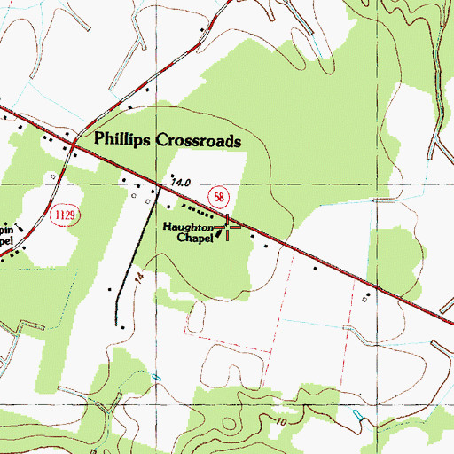 Topographic Map of Haughton Chapel, NC