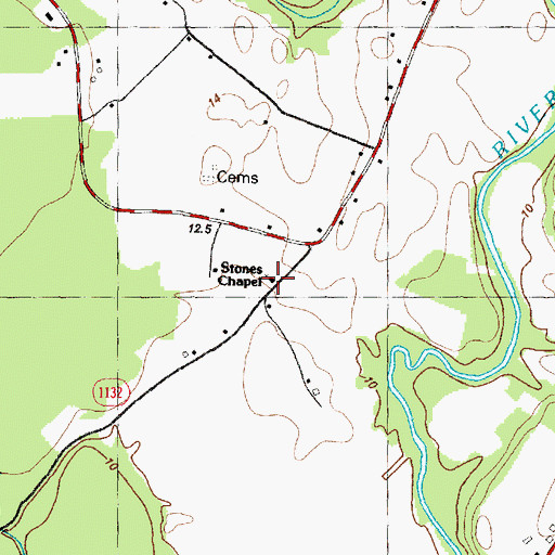 Topographic Map of Stones Chapel, NC