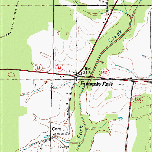 Topographic Map of Fountain Fork, NC