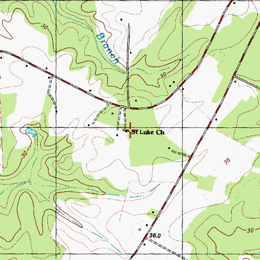 Topographic Map of Saint Luke Church, NC