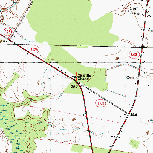 Topographic Map of Merritts Chapel, NC