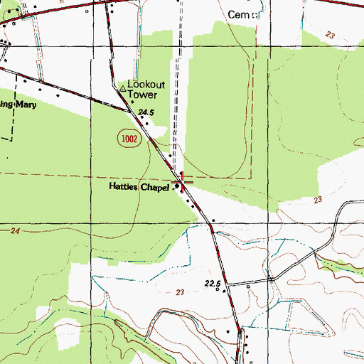Topographic Map of Hatties Chapel, NC