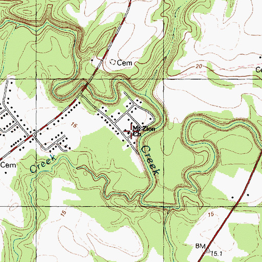 Topographic Map of Mount Zion Church, NC