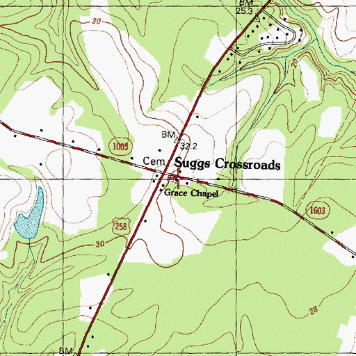 Topographic Map of Grace Chapel, NC