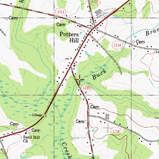 Topographic Map of Buck Branch, NC