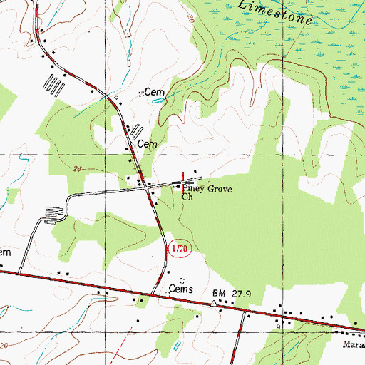 Topographic Map of Piney Grove Church, NC