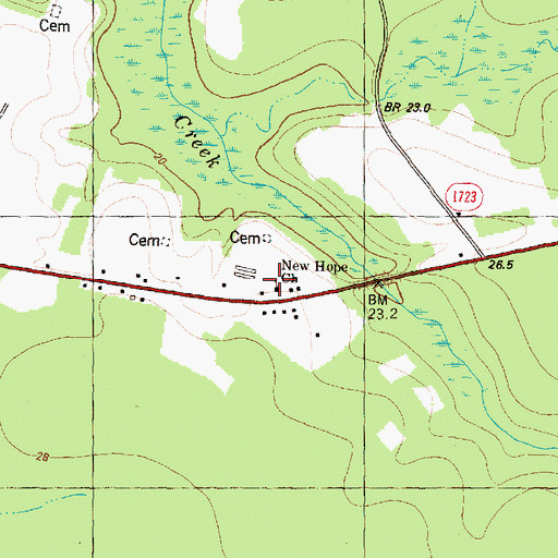 Topographic Map of New Hope Church, NC